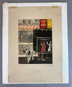 Artist Signed French St Raphael Dog Etching