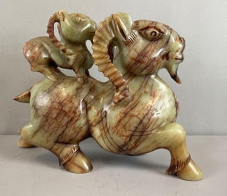 Chinese Carved Jade Rams Sculpture