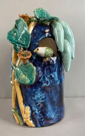 Chinese Shiwan Ware Pottery with Bamboo and Bird Vase