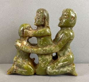 Chinese Carved Jade 3 Figure Erotic Statue
