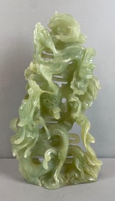 Chinese Carved Jade Dragon Sculpture