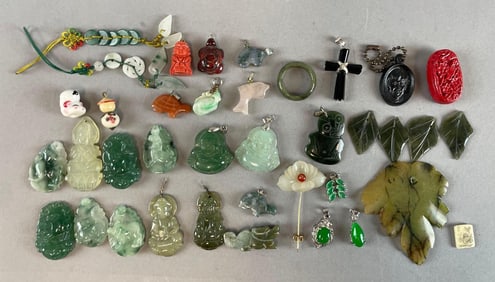 Group of Chinese Stone Pendants and More