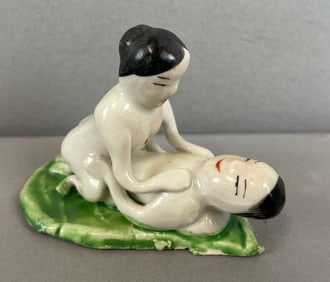 Chinese Porcelain Erotic Couple Figurine