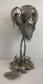 Chinese Brass Deer and Tree Sculpture