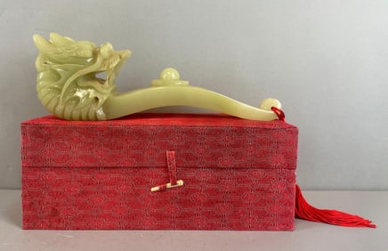 Chinese Carved Jade Dragon Sculpture