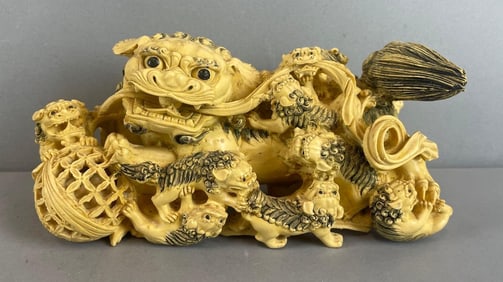 Chinese Foo Dog Resin Sculpture