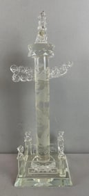 Chinese Etched Crystal Huabiao Statue