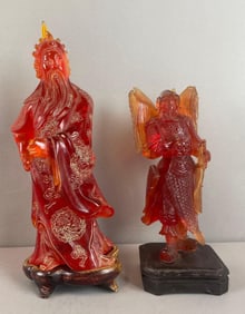 Group of 2 Chinese Red Resin Figures