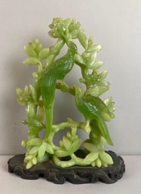 Chinese Green Resin Peacock Sculpture