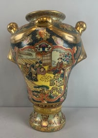 Chinese Satsuma Hand Embellished Porcelain Vase
