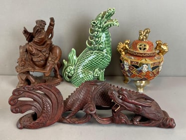 Group of Chinese Carved Wood Items and More