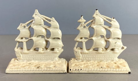 Pair of Old Ironsides Cast Iron Book Ends