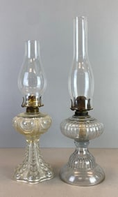 Group of 2 Vintage Glass Oil Lamps
