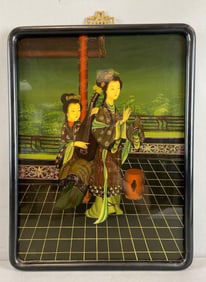 Chinese Hand-Painted Lacquer Wood Panel