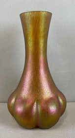 Gold Iridescent Art Glass Vase