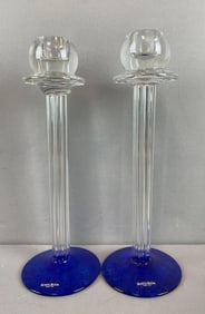 Pair of Kosta Boda Art Glass Candlesticks