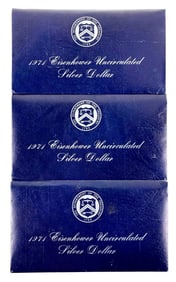 Group of (3) 1971 Uncirculated Eisenhower Silver Dollars