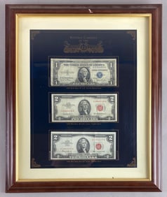 Framed Historic Curency of The United States Framed Federal Reserve Notes and Silver Certificate