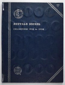 Group of (62) Buffalo Nickels in Vintage Whitman Folder 1913-1938