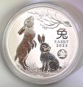 2023 Australia Luna Series Year of the Rabbit 1 oz .9999 Fine Silver Round in Cap