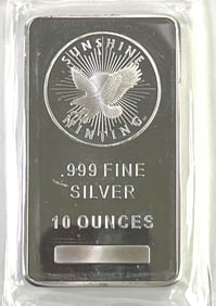 Beautiful Sunshine Minting 10 oz .999 Fine Silver Bars Eagle