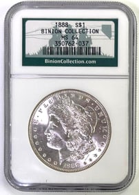 1888-P US Silver Morgan Dollar Binion Collection NGC MS64