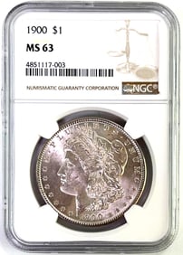 1900-P US Silver Morgan Dollar NGC MS63
