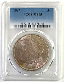1887 P US Morgan Silver Dollar PCGS MS65