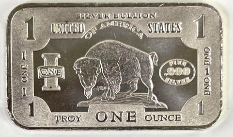 Buffalo Bison Bar 1 oz .999 Fine Silver Bar