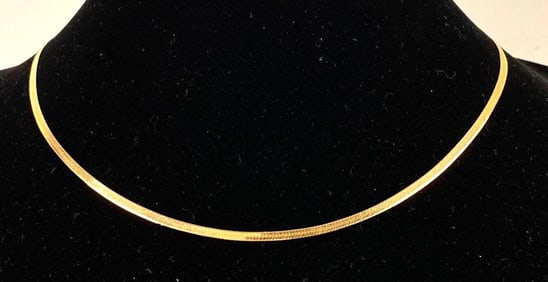 14K Gold Herringbone Chain Necklace
