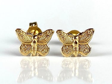 Pair of Small 14K Gold Butterfly Stud Earrings