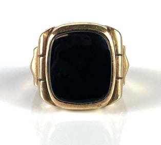 10K Gold Onyx Mens Ring