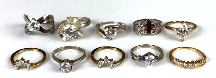 Group of 10 Sterling Silver Rings