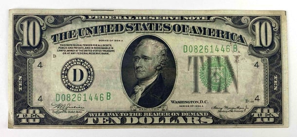 1934 A $10 Federal Reserve Note