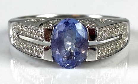 14K White Gold Tanzanite Diamond Ring