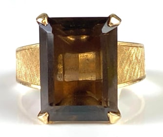 18K Gold Smokey Quartz Ring