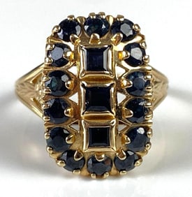 10K Gold Sapphire Cluster Ring