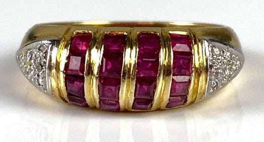 14K Gold Ruby and Diamond Ring
