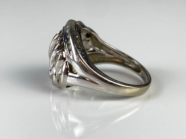 10K White Gold Diamond Woven Dome Ring