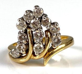 14K Gold Diamond Cluster Ring