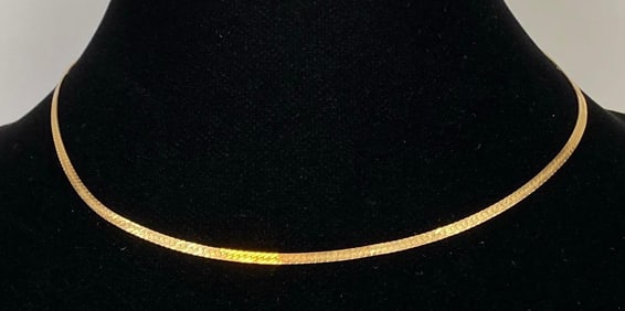14K Gold Herringbone Chain Necklace