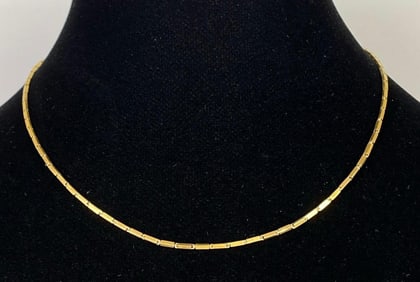 14K Gold Rectangle Link Necklace