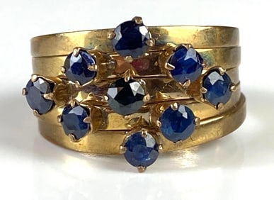 14K Gold Sapphire Layered Harem Ring