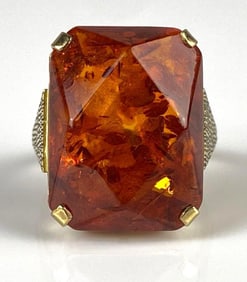 8K Gold Amber Ring