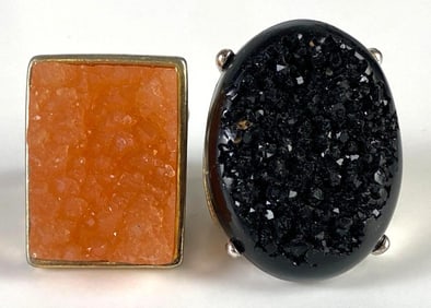 Group of 2 Costume Jewelry Druzy Rings