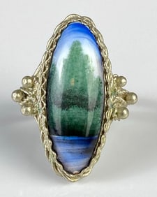 Painted Lakeside Porcelain Costume Jewelry Ring