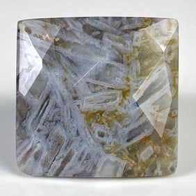 Faceted Celestite Mineral Art Deco Ring
