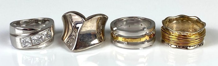 Group of 4 Modern Sterling Silver Rings