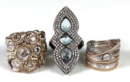 Group of 3 CZ Costume Jewelry Rings