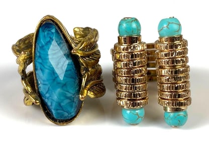 Group of 2 Faux Turquoise Costume Jewelry Rings